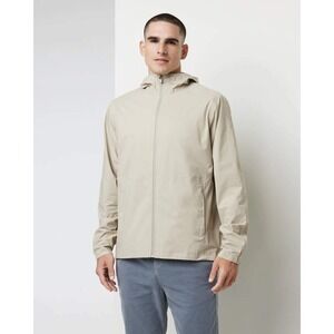 Vuori Mens‎ Rainstorm Packable Jacket L Toast Hood Gorpcore Hiking Active FLaw*